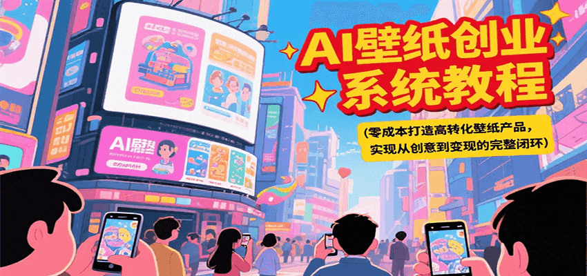 AI壁纸创业系统教程，零成本打造高转化壁纸产品，实现从创意到变现的完整闭环-小白网创