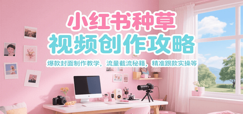 小红书种草视频创作攻略，爆款封面制作教学 ，流量截流秘籍 ，精准跟款实操等-小白网创
