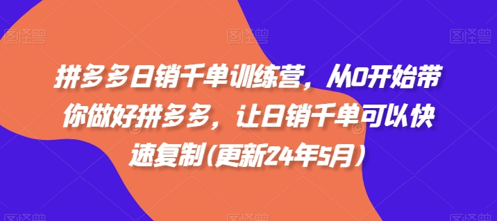 拼多多日销千单训练营，从0开始带你做好拼多多，让日销千单可以快速复制(更新25年6月)-小白网创